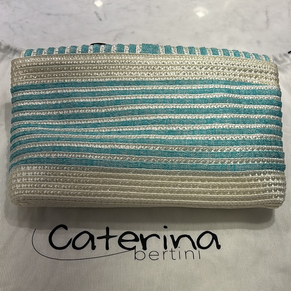 Catering Bertini Clutch turquoise and white NWT - Picture 2 of 6